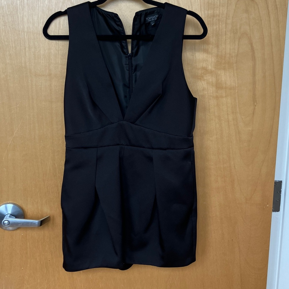 Topshop Black V-Neck Satin Romper